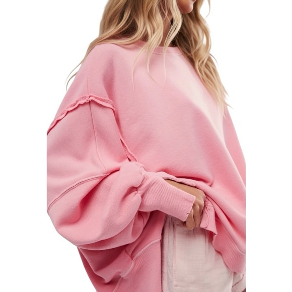 Free People Camden Cotton Candy Sweatshirt Pink - Picture 7 of 8